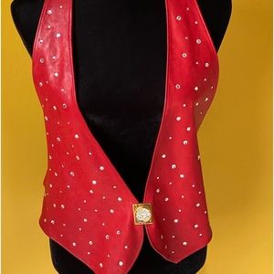 Leather rhinestone vest